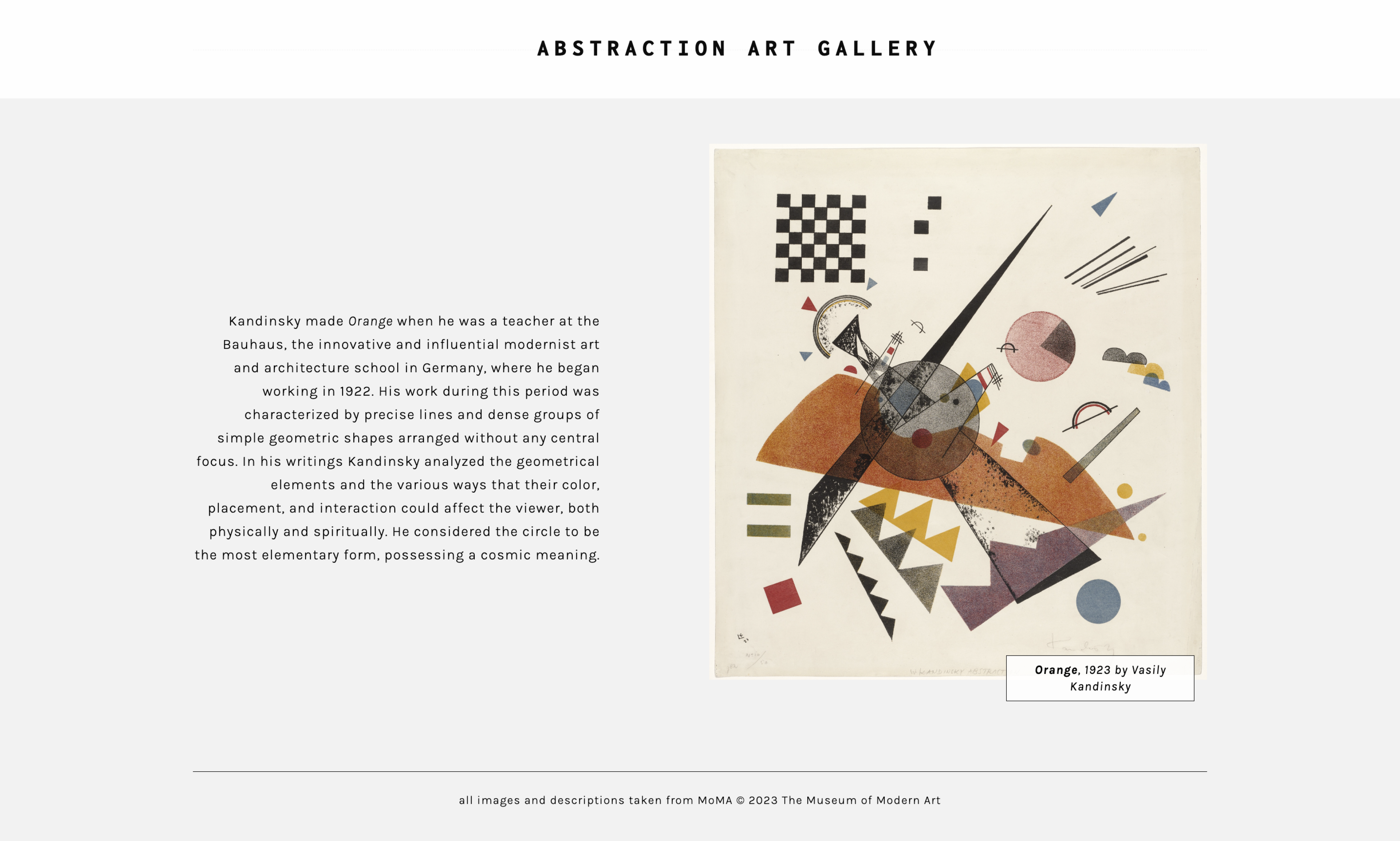 abstraction art gallery web page