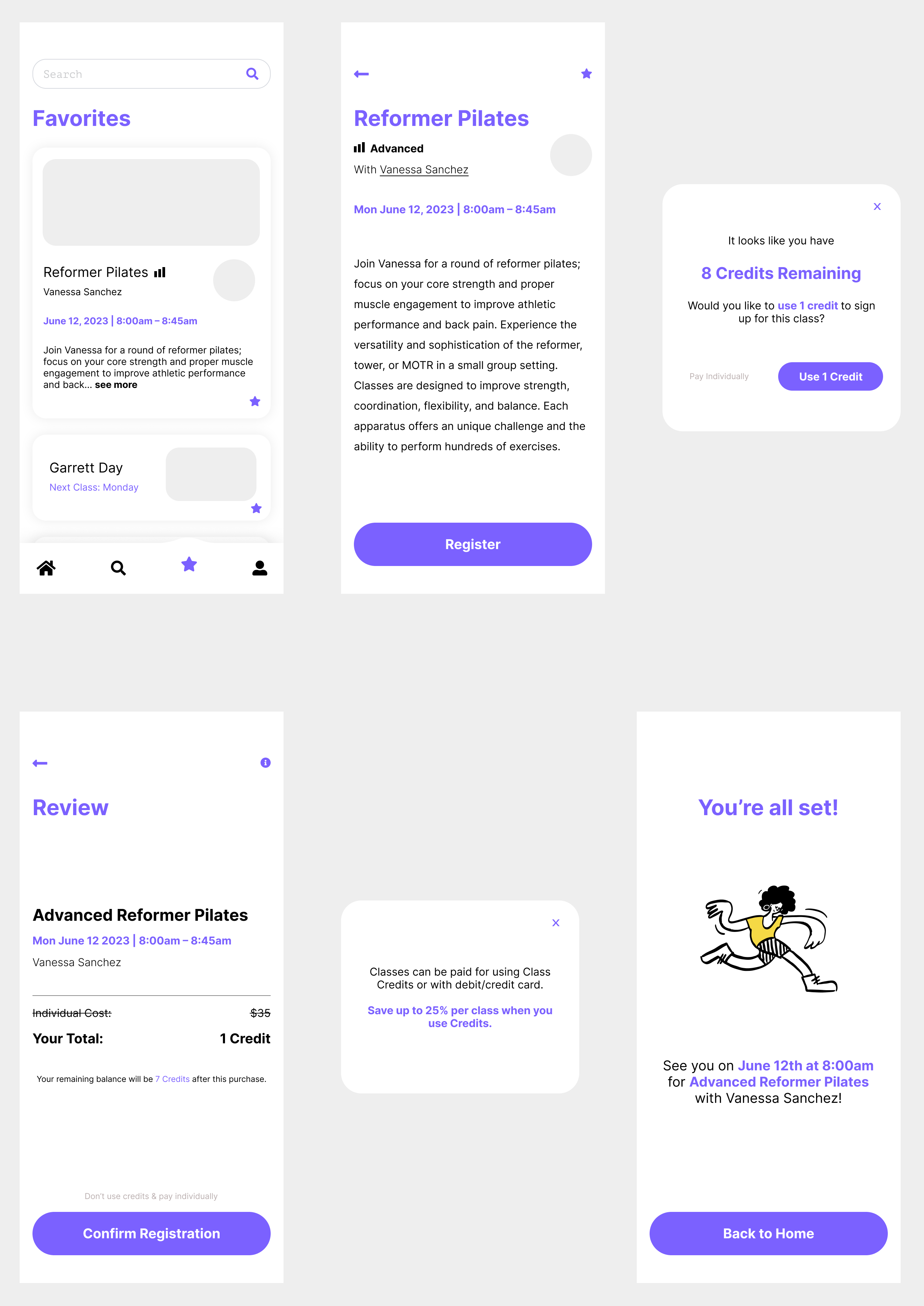 screens for user flow 2