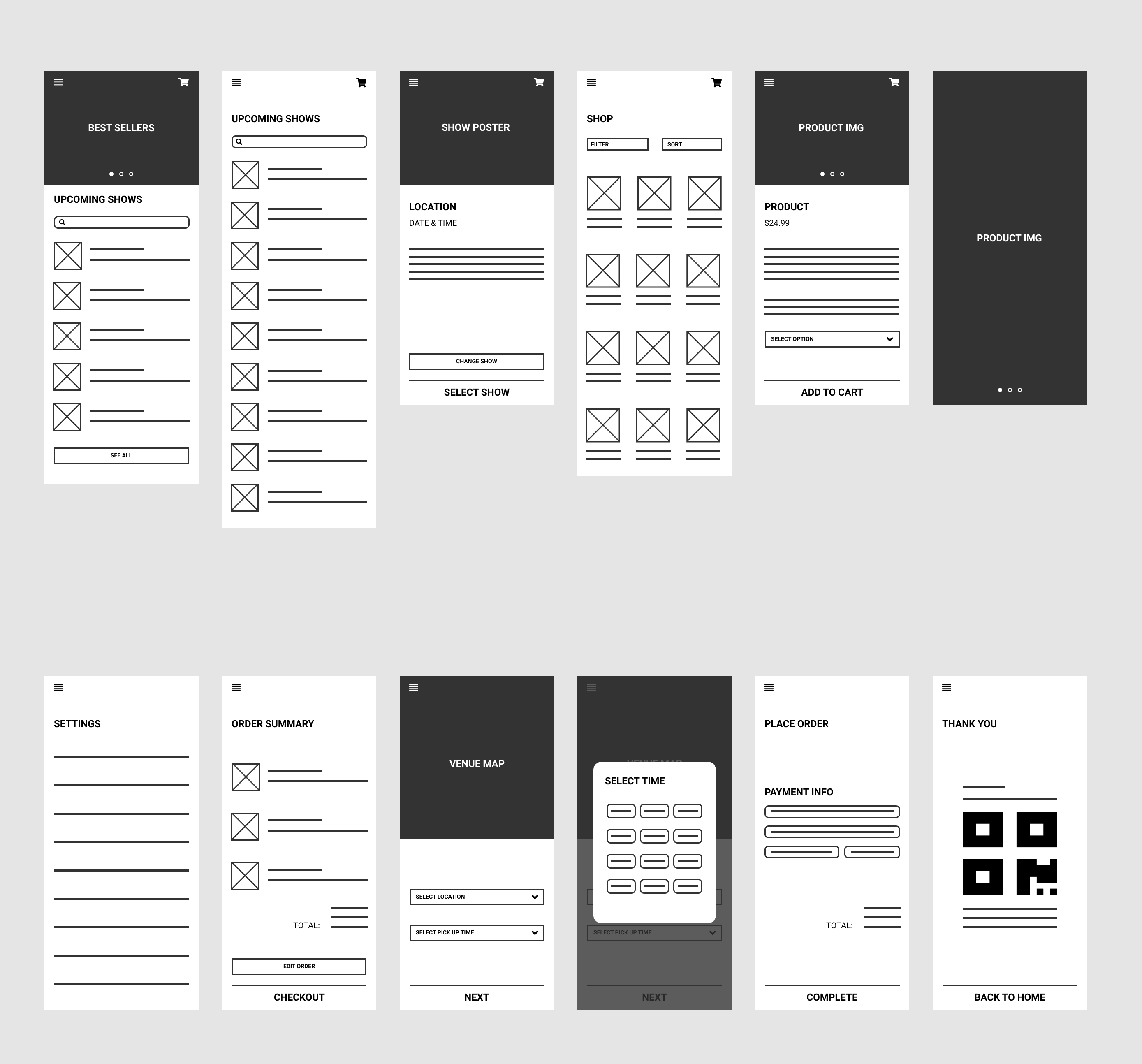 Wireframes for K$Merch